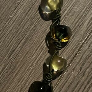 Vintage polished Baltic amber and glass necklace knotted artisan boho 20 to 22"
